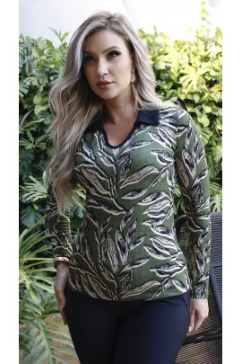 062353 Blusa Ramany Manga Longa Estampada